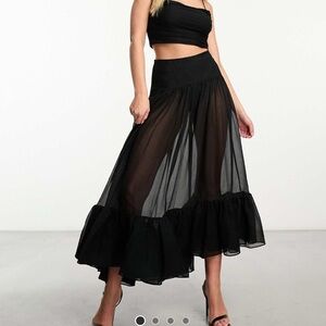 Elegant Black Sheer Skirt